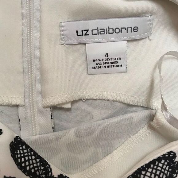 LIZ CLAIBORNE | Floral Black White Dress Size 4 - Picture 2 of 3